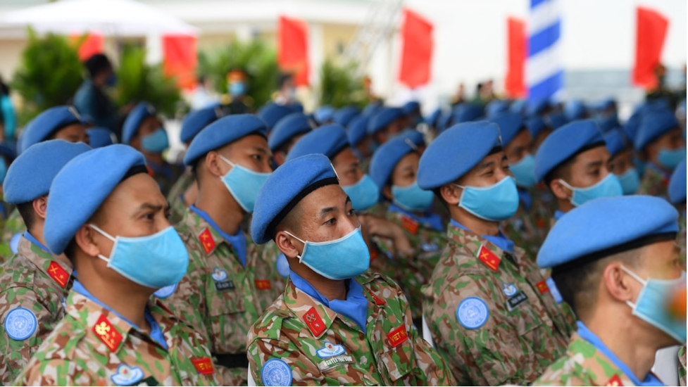 Vietnamese members of the U.N. peacekeeping mission in South Sudan get set to leave from Hanoi, April 27, 2022. The U.S. will continue to back the mission and give other aid but will pull out of peace monitoring, the State Department said July 15, 2022.